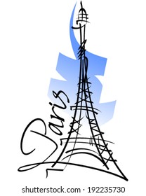 Eiffel Tower black vector illustration