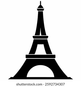 Eiffel tower black vector on white background.