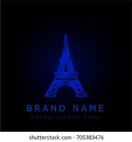 Eiffel tower blue chromium metallic logo