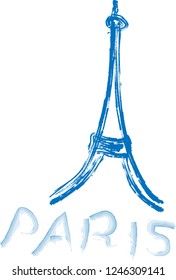 Eiffel tower blue pastel vector