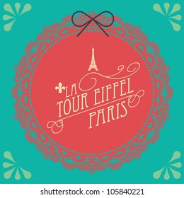 eiffel tower with border template vector/illustration