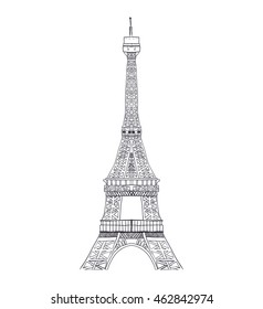 eiffel tower building paris france icon. Isolated and flat illustration. Vector graphic