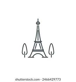 Eiffel, tower, building, sight, architecture, tree, paris icon, vector illustration