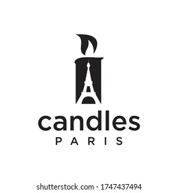 Eiffel tower candle logo Design Vector Stock Template. Pray For Paris Logo Design	