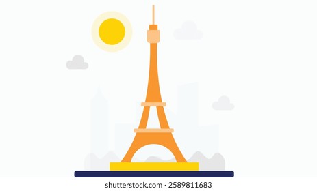 the Eiffel Tower, capturing its iconic structure and intricate design, set against a vibrant backdrop that highlights its significance as a symbol of Paris