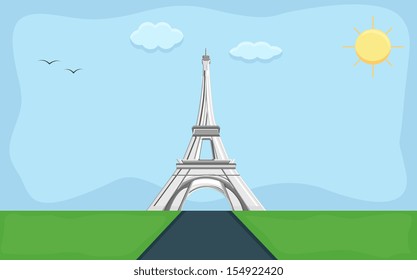 Eiffel Tower - Cartoon Background Vector