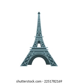 Eiffel tower cartoon illustration. Eiffel tower. Trip to Paris, landmark, food, France concept