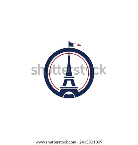 Eiffel Tower in circle with France flag logo design