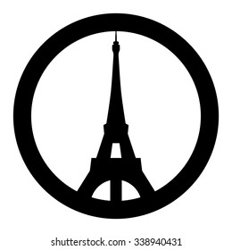 The Eiffel Tower in the circle, the sign of peace