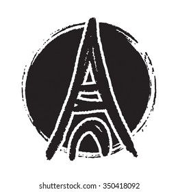 Eiffel tower in circle vector illustration

