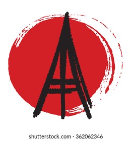 Eiffel tower in circle vector illustration

