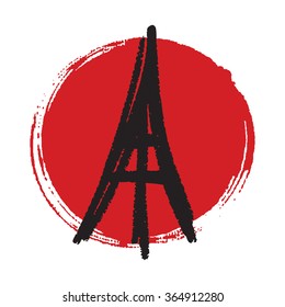 Eiffel tower in circle vector illustration