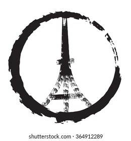 Eiffel tower in circle vector illustration

