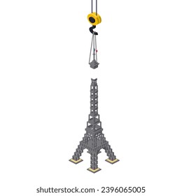 Eiffel Tower construction concept. Vector