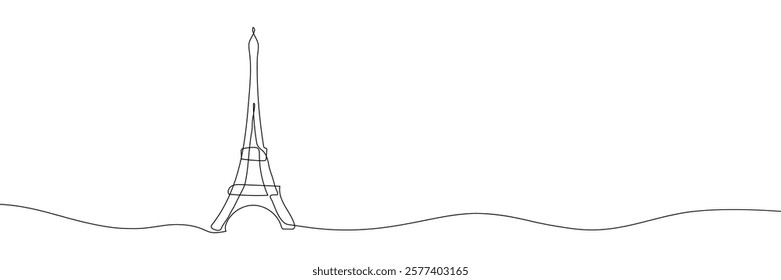 Eiffel Tower continuous line drawing vector illustration. Paris french romantic symbol