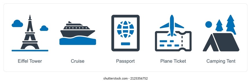 Concepto De Icono De La Torre Eiffel Y De Los Cruceros