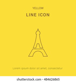 Eiffel Tower Cute yellow thin line icon / logo Design