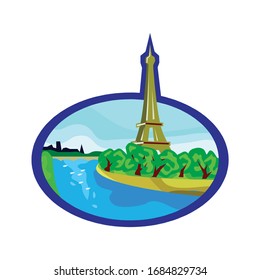 eiffel tower day vector illustration isolated on a white background in EPS10