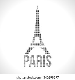 Eiffel Tower Dot silhuette. Halftone Dotwork Vector illustration