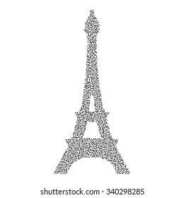 Eiffel Tower Dot silhuette isolated. Halftone France travel concept Vector illustration