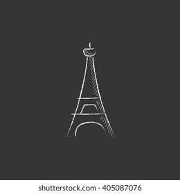 Eiffel Tower. Drawn in chalk icon.