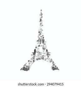 Eiffel Tower drawn in a simple sketch style