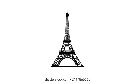 Eiffel Tower emblem, black, isolated silhouette