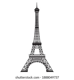 Eiffel tower. Emblem of Paris, capital city of France. Europe. Vector symbol.