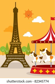 eiffel tower evening vector/illustration