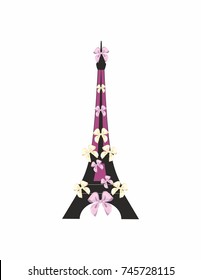 Eiffel Tower festive on a white background