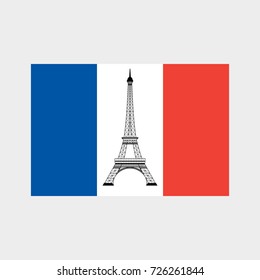 eiffel tower and flag of France. Vector illustration