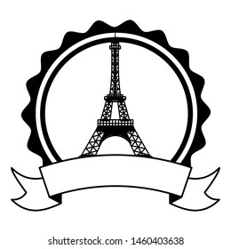 eiffel tower with flags of france happy bastille day flat design vector illustration