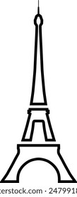 Eiffel Tower flat black vector icon.