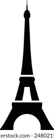 Eiffel Tower flat black vector icon.