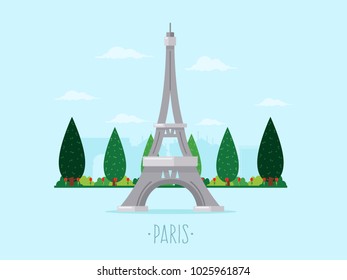 Eiffel Tower. Flat Design Style. 