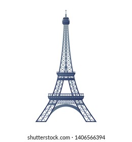 Eiffel Tower flat icon. Landmark of Paris, France, historical sign. Illustration for web page, mobile app, banner, social media, button. UI/UX and GUI user interface symbol. Vector clipart, template.