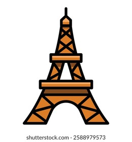 Eiffel Tower flat icon, located in Paris, France, vector symbol with editable stroke and colour