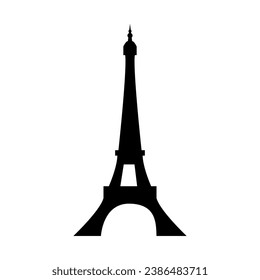Icono plano de la torre Eiffel sobre fondo blanco
