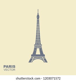 Eiffel tower. Flat icon with scuffing effect