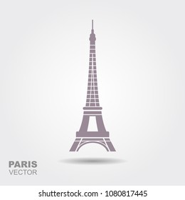 Eiffel tower. Flat icon with a shadow