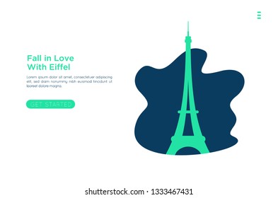 Eiffel Tower flat illustration. banner infographic, suitable for tri web site, holiday