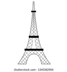 eiffel tower flat illustration on white