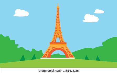 Eiffel Tower Flat Illustration Vector