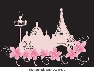 The Eiffel tower and floral patterns