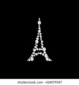 Eiffel tower in the form of coffee beans, vector illustration EPS 10.