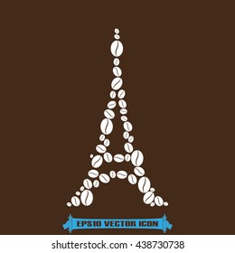 Eiffel tower in the form of coffee beans, vector illustration EPS 10.