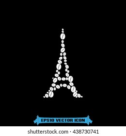 Eiffel tower in the form of coffee beans, vector illustration EPS 10.