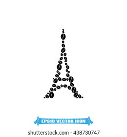 Eiffel tower in the form of coffee beans, vector illustration EPS 10.