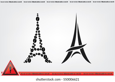 Eiffel tower in the form of coffee beans, vector illustration EPS 10.