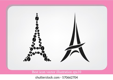 Eiffel tower in the form of coffee beans, vector illustration EPS 10.
